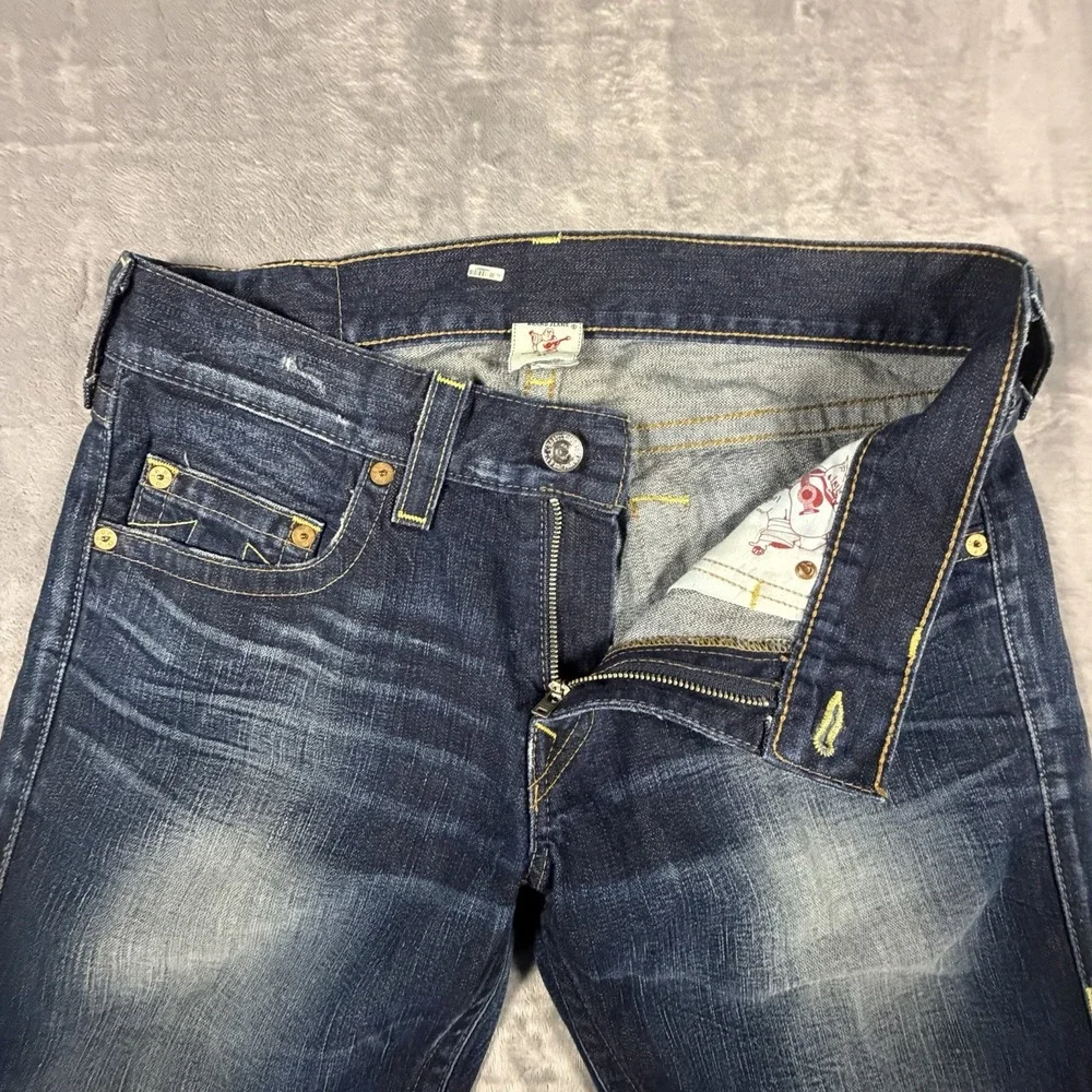 True Religion Jeans Men's 36x34 Blue Denim Relaxed Baggy Bobby Honeycomb Wisker